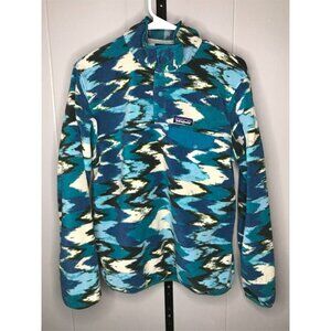 Patagonia Teal Blue White Patterned Pullover Fleece